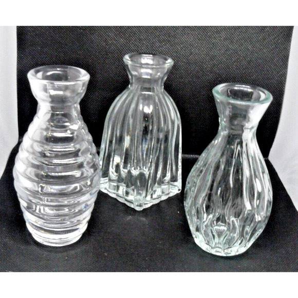 Small Clear Glass Vase 5 Pk Flowers Buds Wedding Home Decor Diffusers Variety - Picture 1 of 13